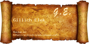 Gillich Elek névjegykártya